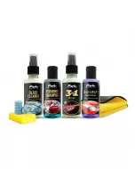 7 in 1 kit | Shampoo | Glass Cleaner | 3in1 Shiner (Sponge free) | Scratch Remover | Microfiber Cloth (600 GSM) | Tablets (Pack of 5)