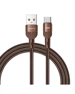 USB to Type-C | Super Fast Charging | Cable,1.2M Nylon Braided | Data Transfer | 100W 5A | Brown