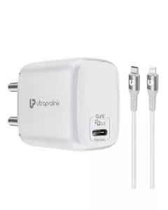 33W Power Delivery GaN charger with Type C port + C2L PD Cable 1m
