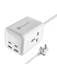 Power Qube 65W PD GaN Fast Charger | 2 Socket Surge Protector with 4 USB Ports