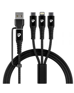 Trio Link+ 18W 3 in 1 | Braided Fast Charging Cable with Metal Connectors | 1.5m