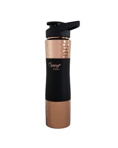 Pure Copper Water Bottle with Leak Proof Sipper Lid | Soft Silicone Coating | 750 ml | Gold & Black
