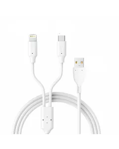 2 in 1 PVC Soft and Superior | Compatible with Type C and Iphone | White | 1.3 m