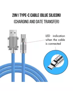 2-in-1 Charging And Data Cable (3A) | Blue Thick