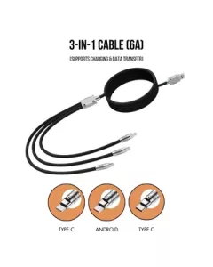 3-in-1 Charging Cable (6A) | Silicon Soft Cable