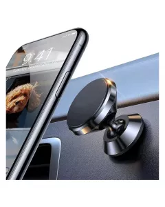 Magnetic Mobile Holder for Car Dashboard | Stronger 6X Magnets | 360°Rotation | Round shape | Black