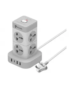 Power Tower Surge Protector with 8 Sockets| 3USB-A ports1 USB | Type C Port