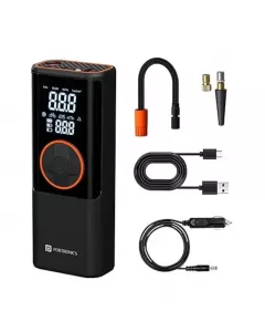 Portronics Vayu 4.0 Tyre Inflator with 2-in-1 Rechargeable & Corded Power | Air Pump Compressor for Car & Bike | Black