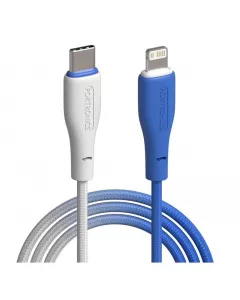 Hue X 20W Type C to 8 Pin Fast Charging Cable | 480Mbps Data Sync | Premium Braided Cable | Dual Tone Colour | White+Blue