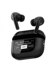 Hammer Screen TWS Bluetooth Earbuds |Type-C Fast Charging | Bluetooth v5.4 | Touch Screen | Black