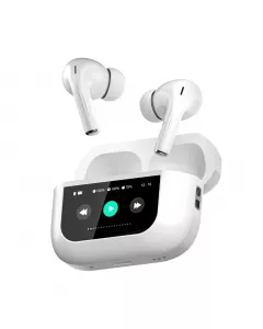 Hammer Screen TWS Bluetooth Earbuds |Type-C Fast Charging | Bluetooth v5.4 | Touch Screen | White