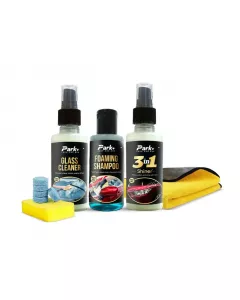 6 in 1 kit | Shampoo | Glass Cleaner | 3in1 Shiner | Microfiber Cloth | Tablets (Pack of 5)