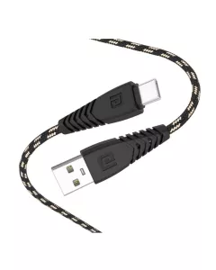 Konnect Spydr Type C Cable with 3.0A Output | Fast Data Sync | 2M Length | Black