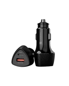 Car Power 16 Fast Car Charger with Dual Output | 51 Watts Total (18W USB + 33W Type C PD) | Black | POR 1934