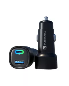 80W Dual Output Fast Car Charger with Type-C PD & USB |  LED Indicator | Charging Adapter Compatible with Cars for iPhone & Android Smartphone | Black | POR 1874