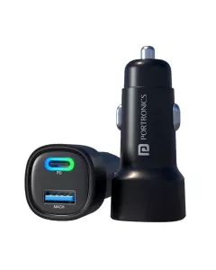 Car Power 30 Dual Output Fast Car Charger with 30W Type-C PD & 30W USB | Black | POR 1872