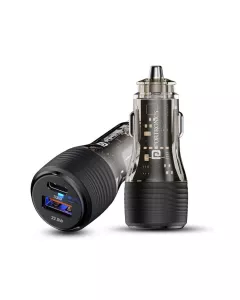 Car Power View Plus 55.5W Transparent Car Charger | Dual Port Fast Car Charger with 33W Type-C PD & 22.5W USB-A | POR 1863