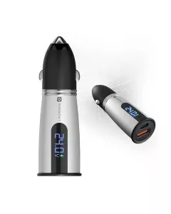 Car Power Armour 55.5W Fast Car Charger with Emergency Glass Breaker | 33W Type-C PD | 22.5W USB-A Port | POR 1865