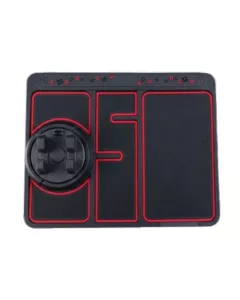 KolorFish Anti-Slip Car Dashboard Mat | Mobile Phone Holder Mount with Car Perfume & Number Plate | Red