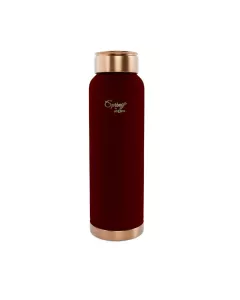 Pure Copper Water Bottle | Leak Proof Lid | Premium Silicone Coating  | Maroon | 1000 Ml