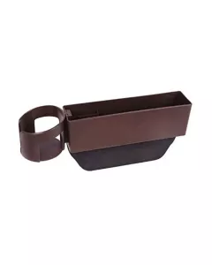Car Seat Gap Filler | Console Side Pocket with Detachable Cup Holder | Car Pocket Organizer | Brown